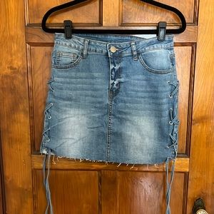 Windsor Lace Up Jean Skirt